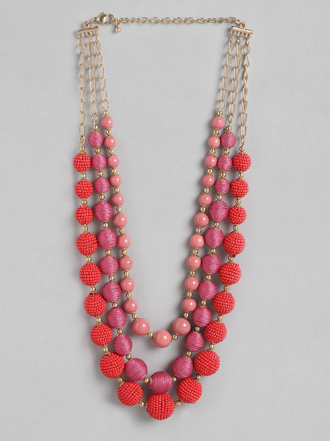 RICHEERA Pink & Red Gold-Plated Layered Necklace Price in India