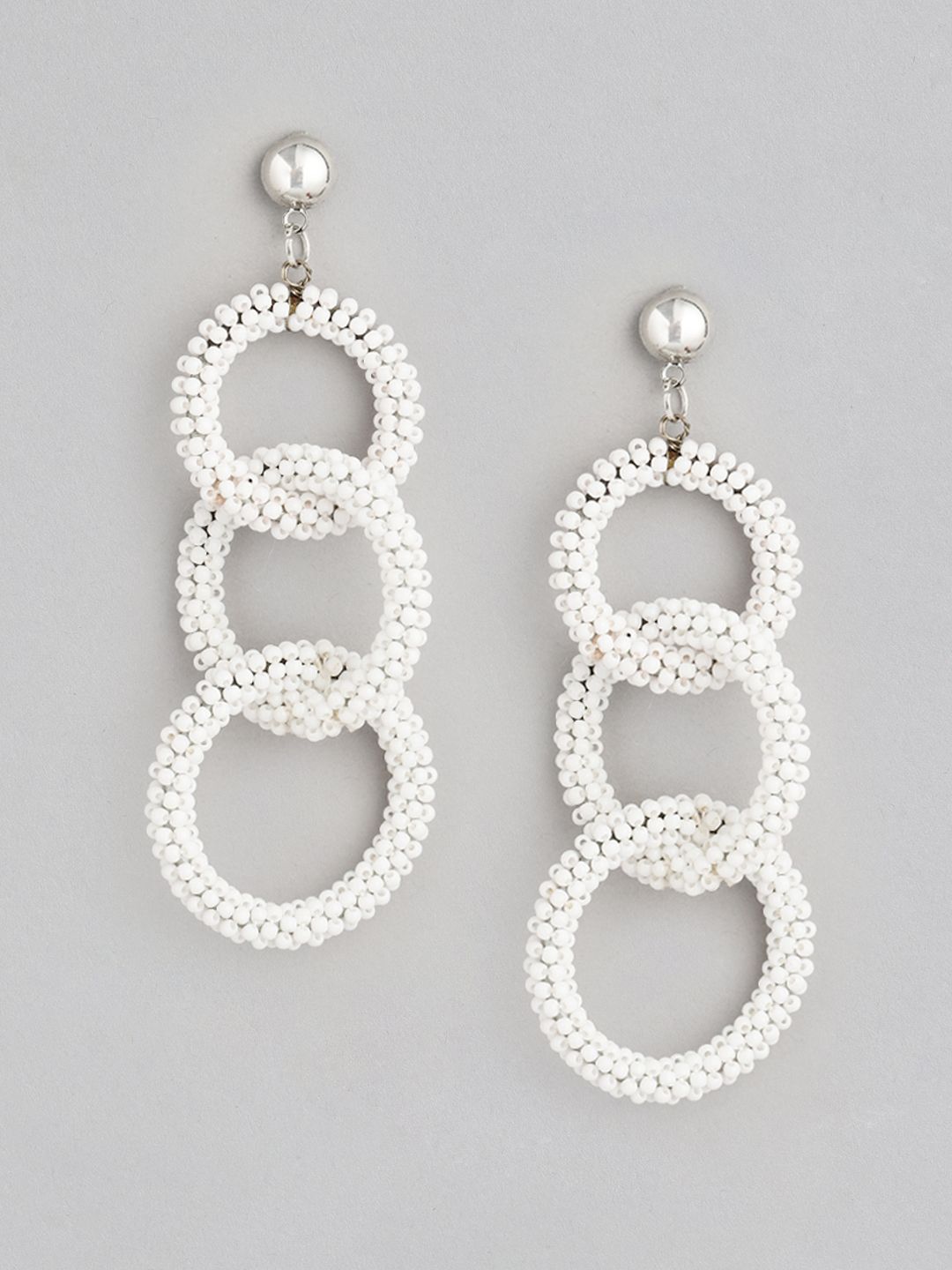 RICHEERA White Circular Drop Earrings Price in India