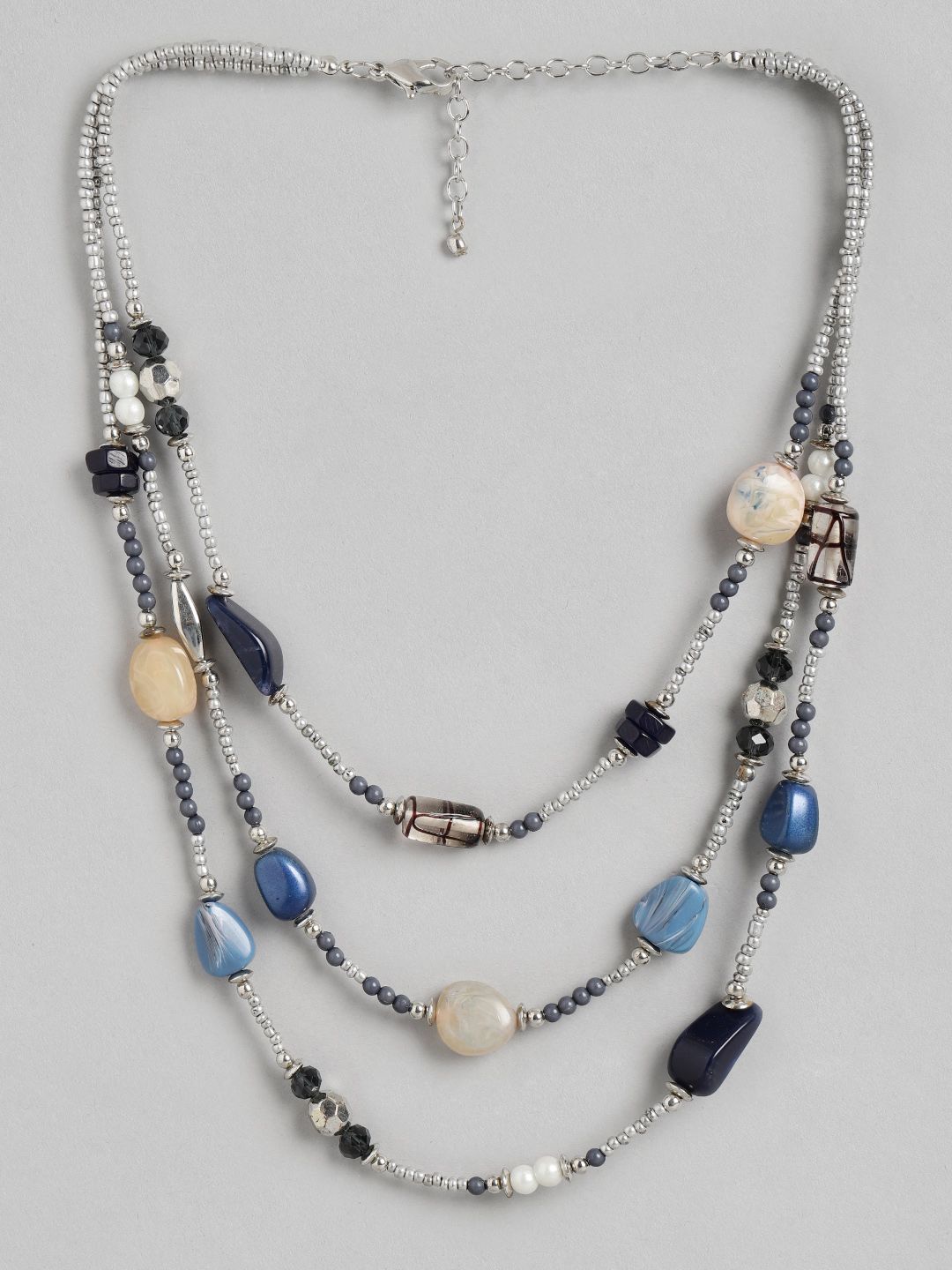 RICHEERA Blue & Grey Layered Necklace Price in India