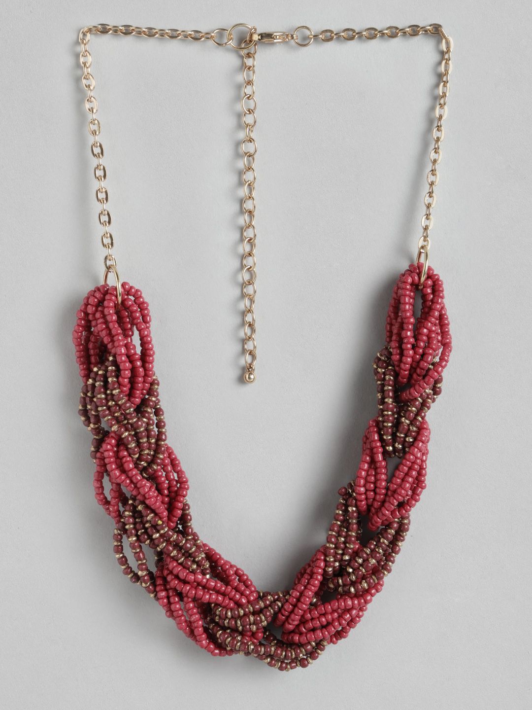 RICHEERA Pink & Brown Beaded Statement Necklace Price in India