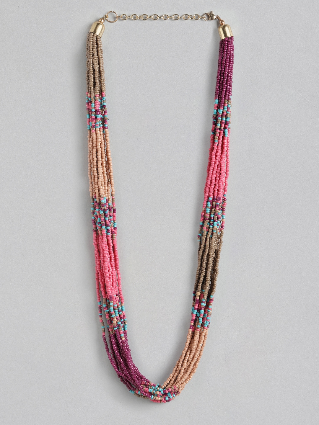 RICHEERA Pink & Purple Beaded Statement Necklace Price in India