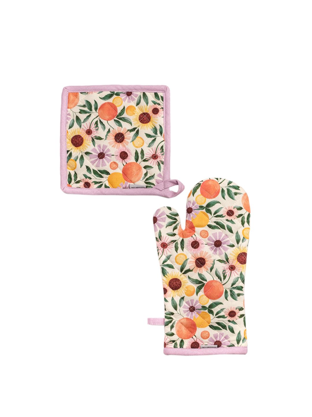 happywagon Orange Garden Oven Mitt & Pot Holder Set Price in India