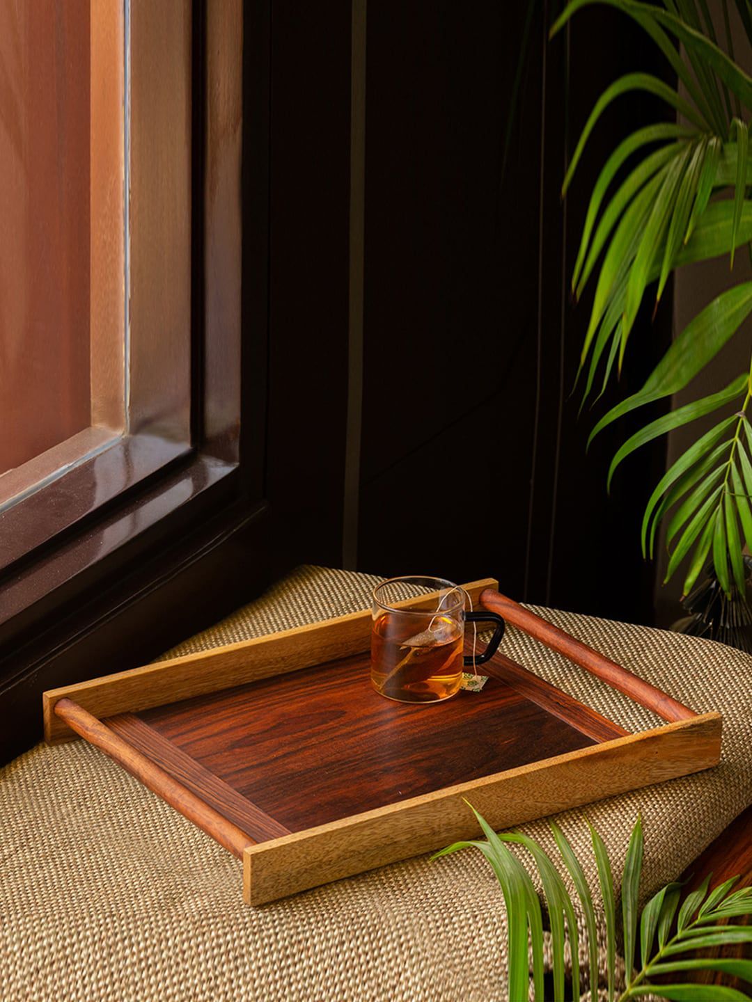 ExclusiveLane Brown Solid Handcrafted Wooden Serving Tray Price in India
