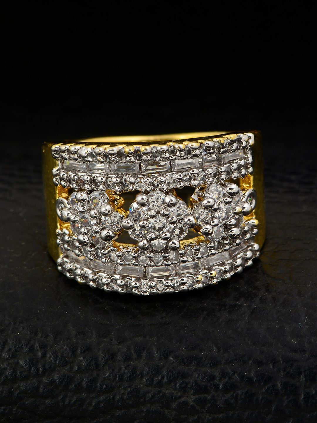 Silgo Gold-Plated White Stone-Studded Finger Ring Price in India