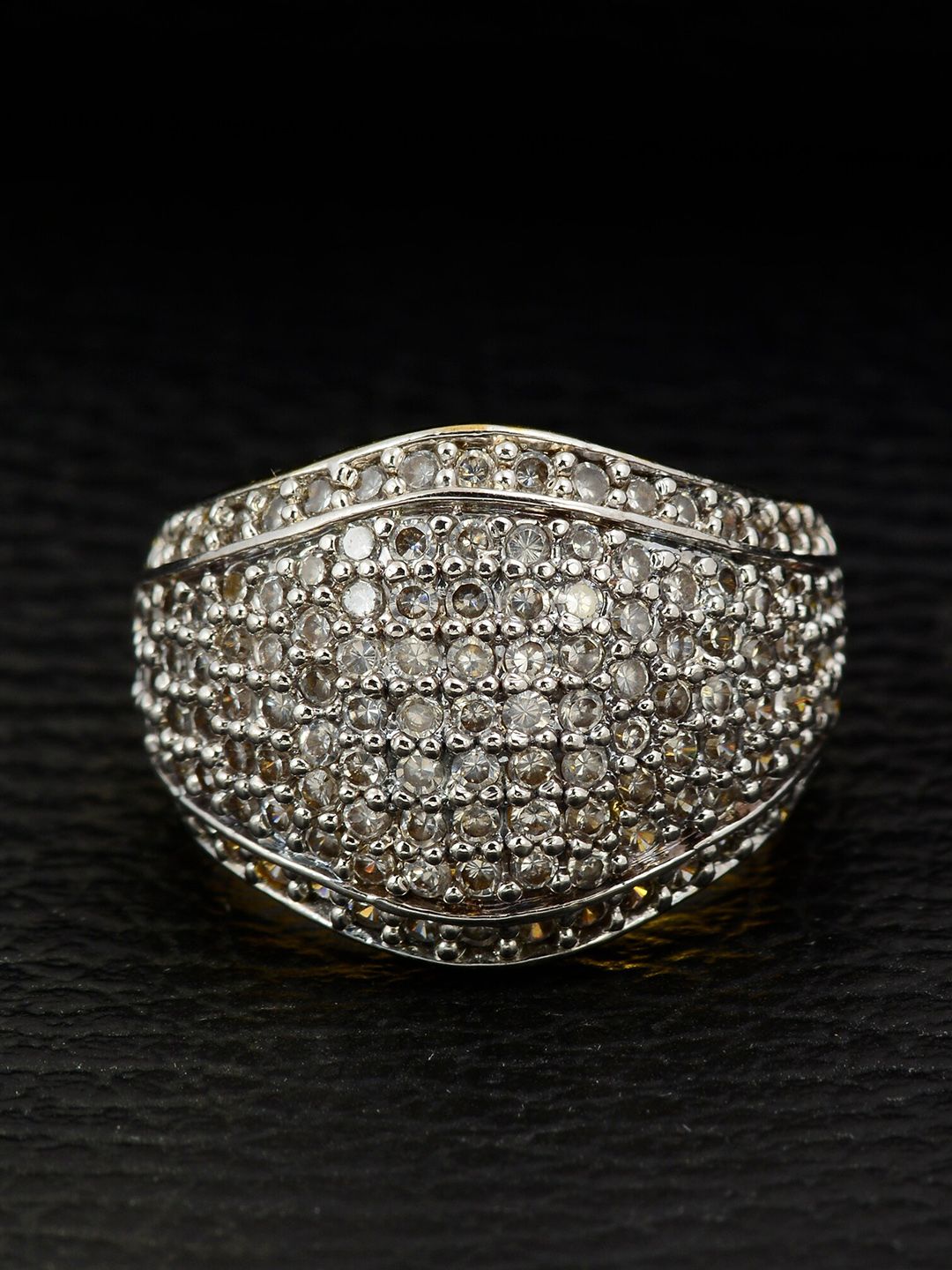 Silgo Gold-Plated White Stone Studded Finger Ring Price in India