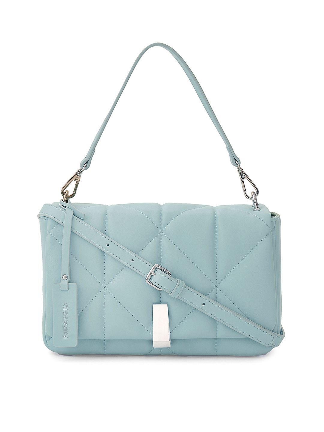 MIRAGGIO Blue Structured Sling Bag with Quilted Price in India