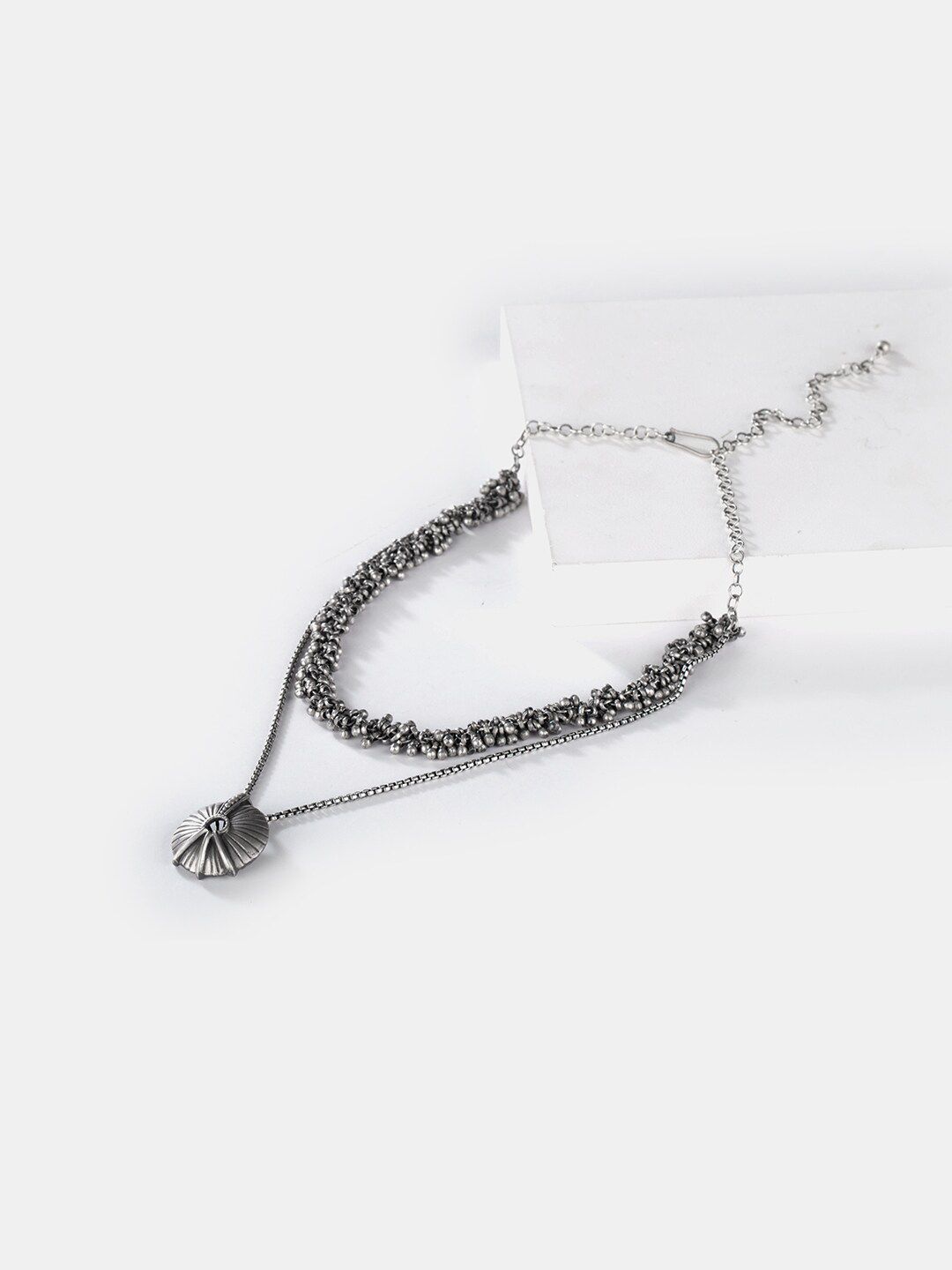 SHAYA Silver-Toned Sterling Silver Oxidised Necklace Price in India