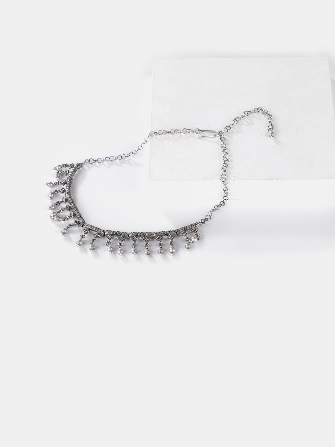 SHAYA Women Silver-Toned Antique Oxidized Tribal Choker Necklace Price in India