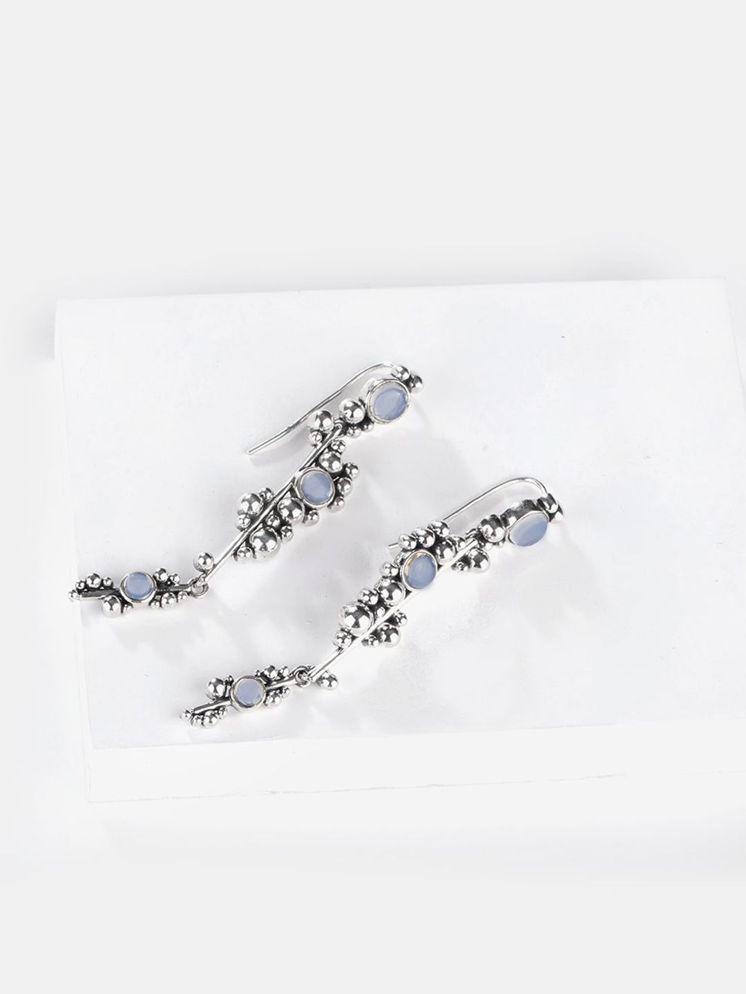 SHAYA Silver-Toned Contemporary Drop Earrings Price in India