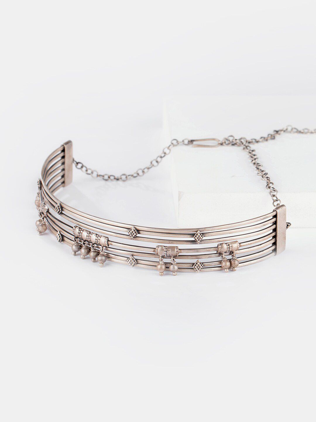 SHAYA Silver-Toned Sterling Silver Silver-Plated Oxidized Necklace Price in India