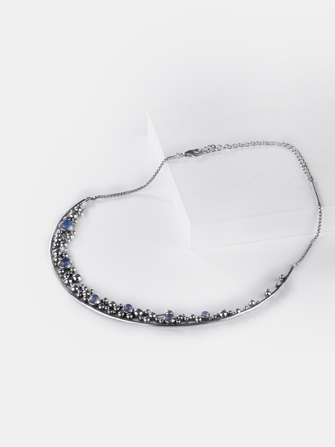 SHAYA Silver-Toned & Blue Sterling Silver Necklace Price in India