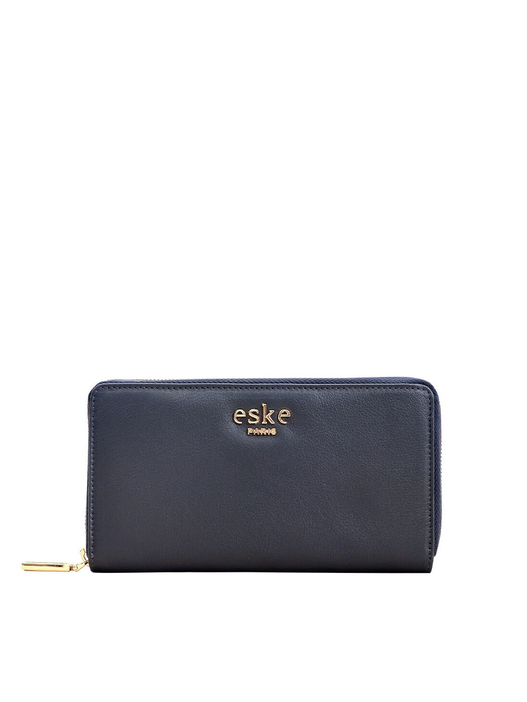 Eske Women Navy Blue Textured Leather Zip Around Wallet Price in India