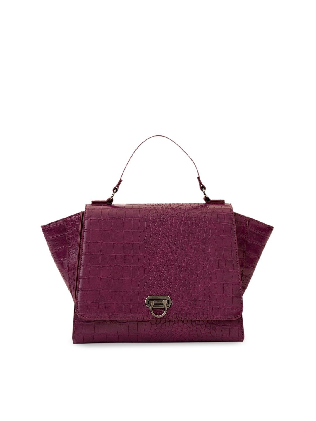 MIRAGGIO Violet Textured Swagger Satchel Bag Price in India