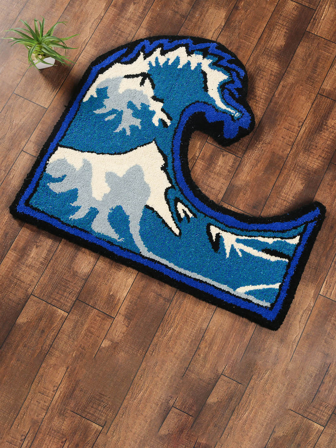 Bigsmall Blue & White Patterned Bath Rug Price in India