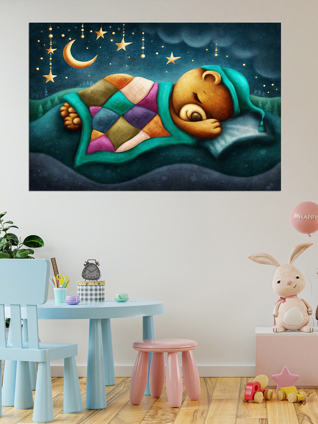 WENS Blue & Brown Sweet Dreams Self Adhesive Wall Poster Price in India