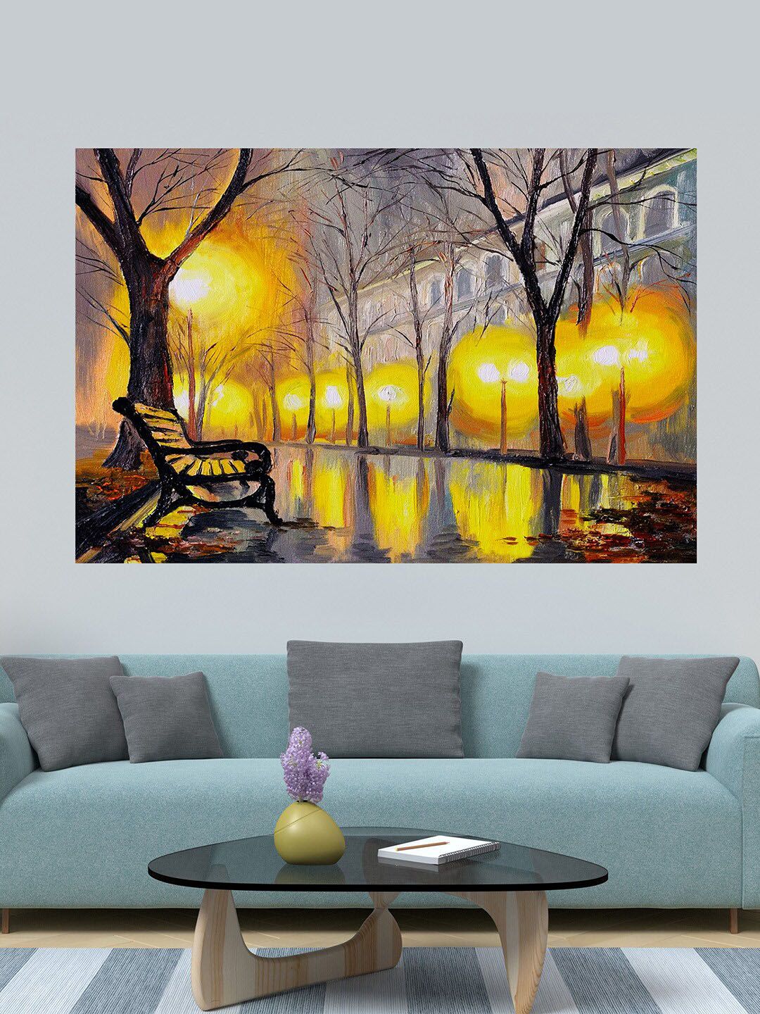 WENS Yellow & Black Modern City Landscape Self Adhesive Wall Poster Price in India