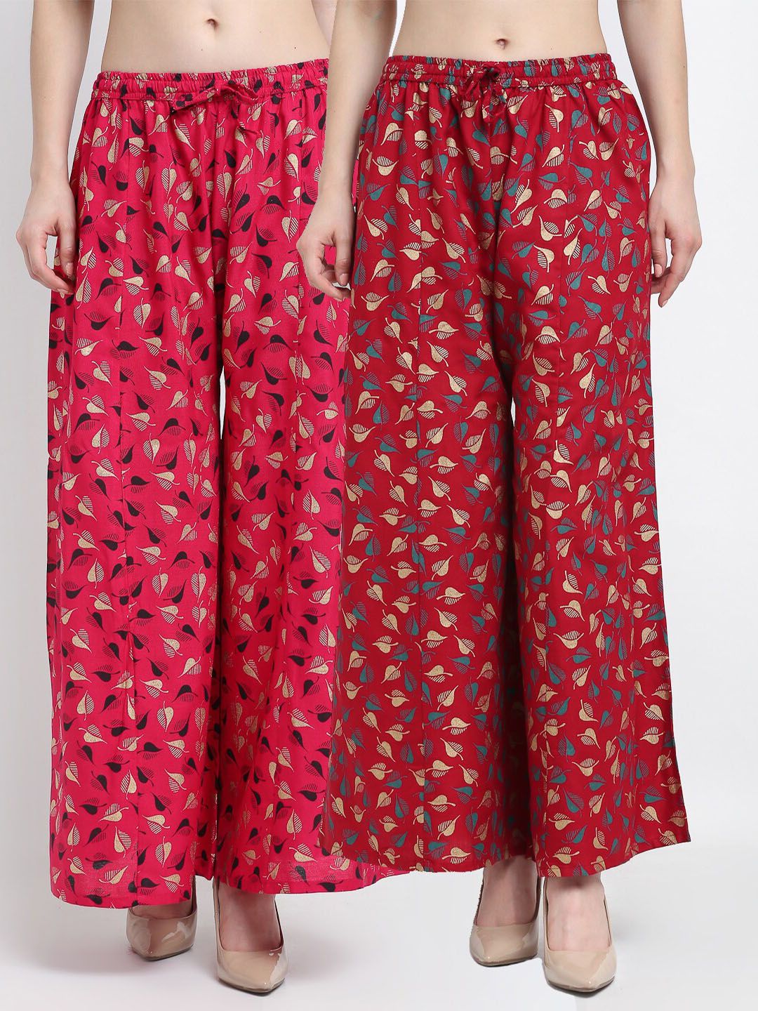 GRACIT Women Pink & Maroon Printed Palazzos Pack of 2 Price in India