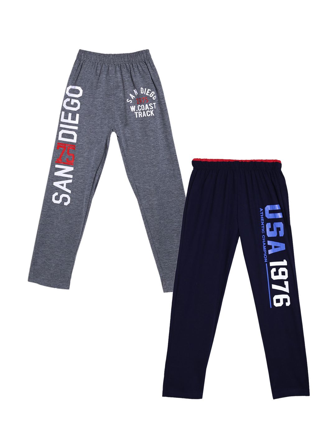 SWEET ANGEL Boys Pack Of 2 Printed Straight-Fit Cotton Track Pants