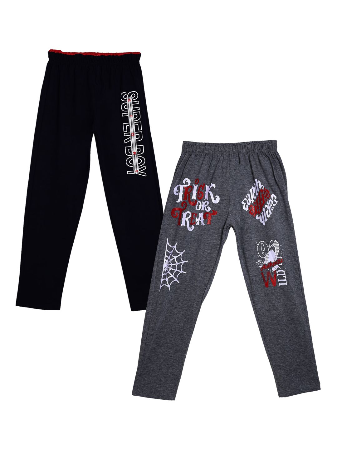 SWEET ANGEL Boys Pack Of 2 Pure Cotton Straight-Fit Track Pants