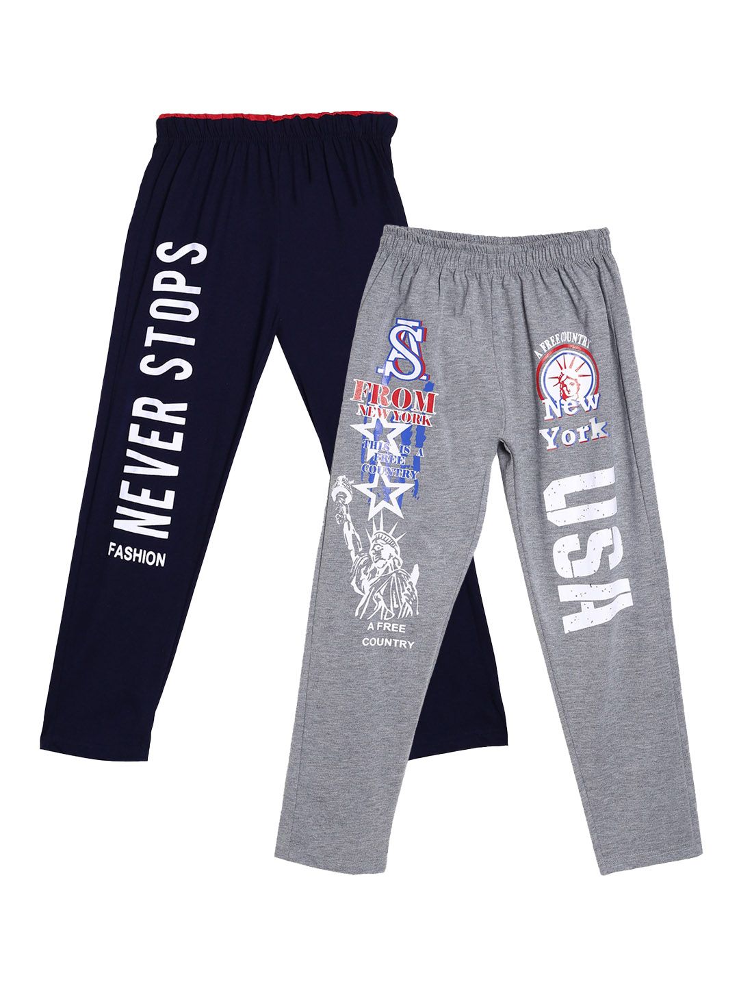 SWEET ANGEL Boys Pack Of 2 Pure Cotton Straight-Fit Track Pants