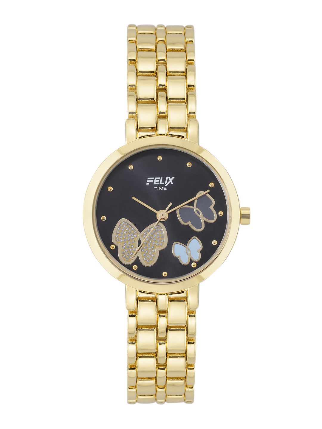 FELIX Women Gold-Toned Stainless Steel Bracelet Style Analogue Watch F90529LGBK Price in India