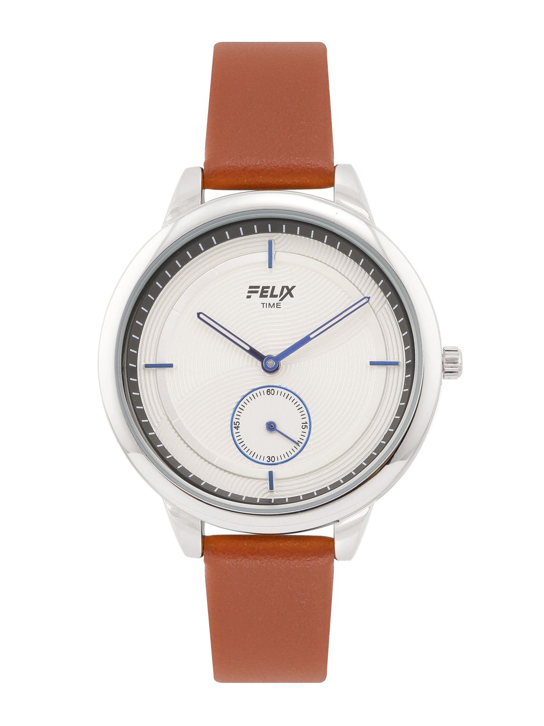 FELIX Women White Textured Stainless Steel Dial Brown Leather Analogue Watch F90160LBR Price in India