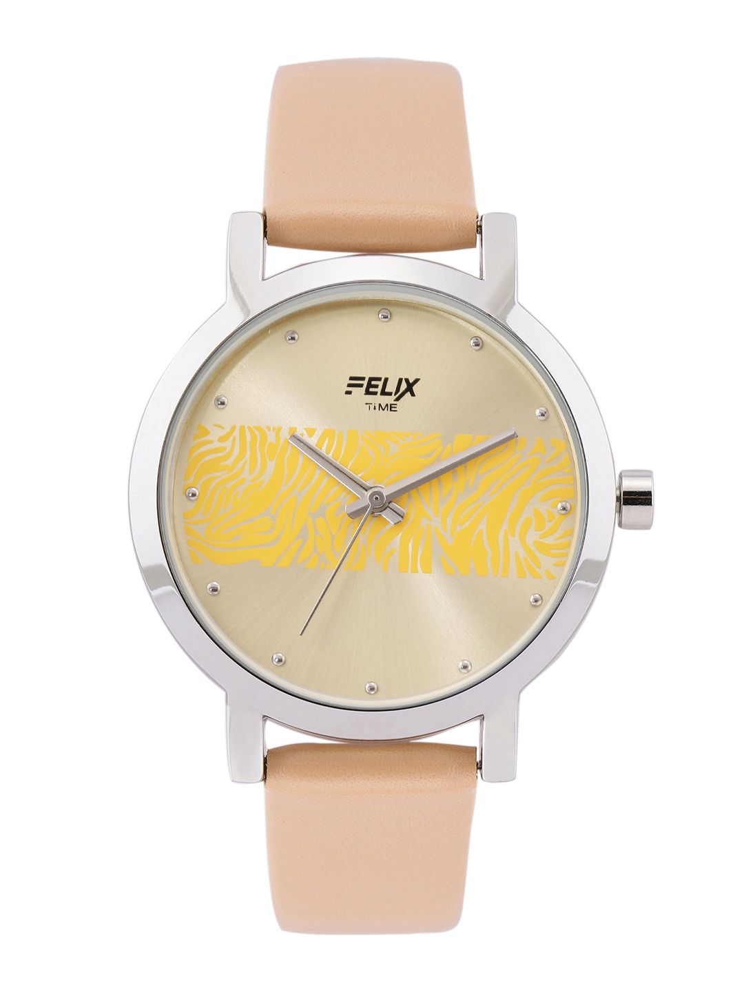 FELIX Women Gold-Toned & Beige Leather Straps Analogue Watch F90539LKH Price in India