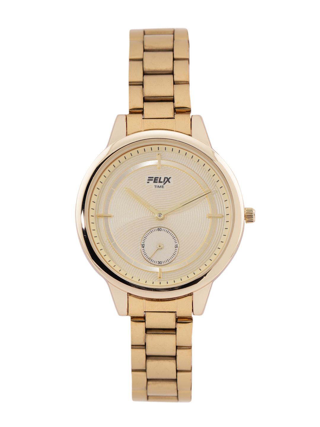 FELIX Women Gold-Toned Textured Stainless Steel Bracelet Style Analogue Watch F90160LMGL Price in India