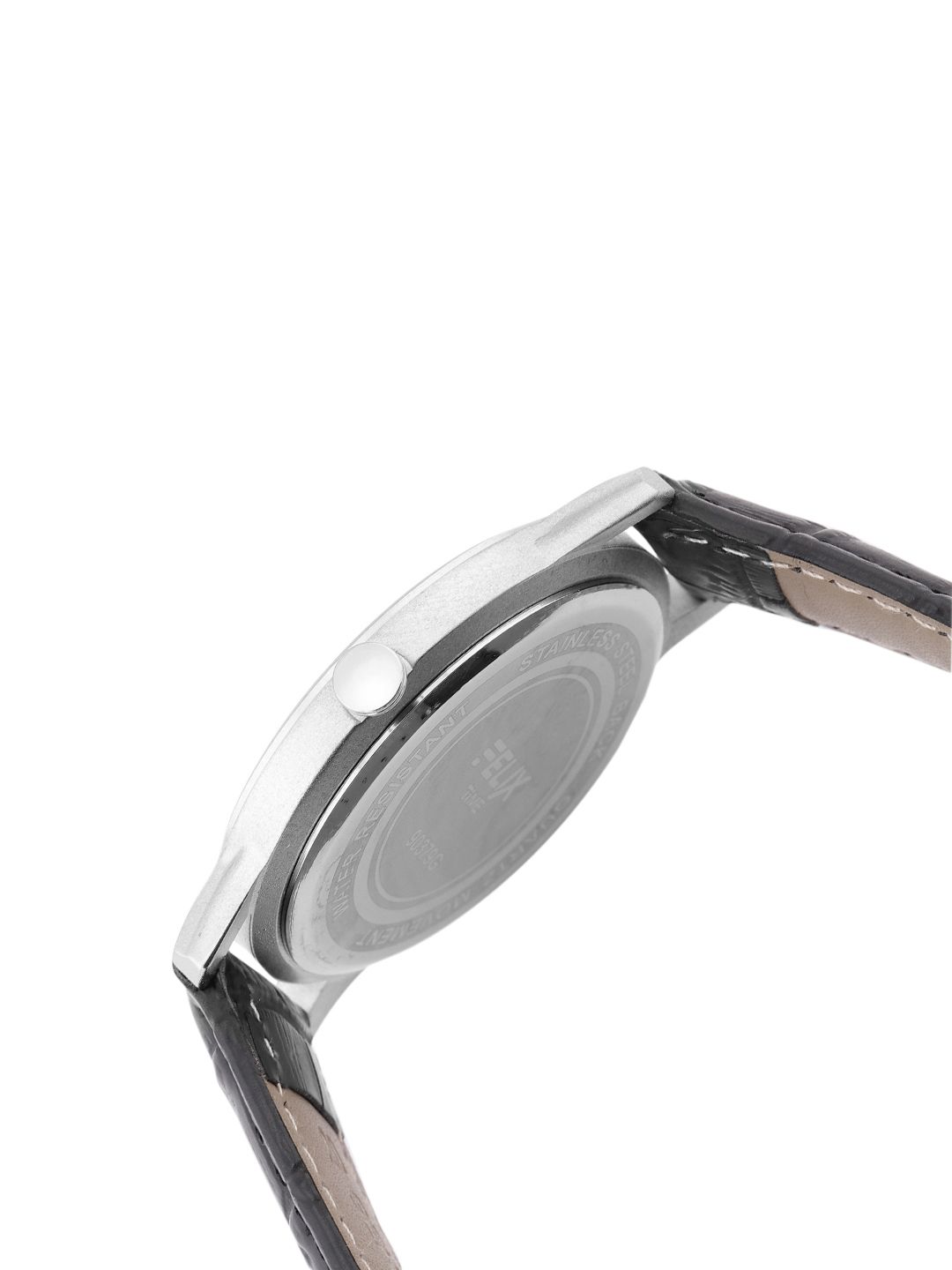Buy FELIX Men White Solid Dial & Black Textured Leather Straps