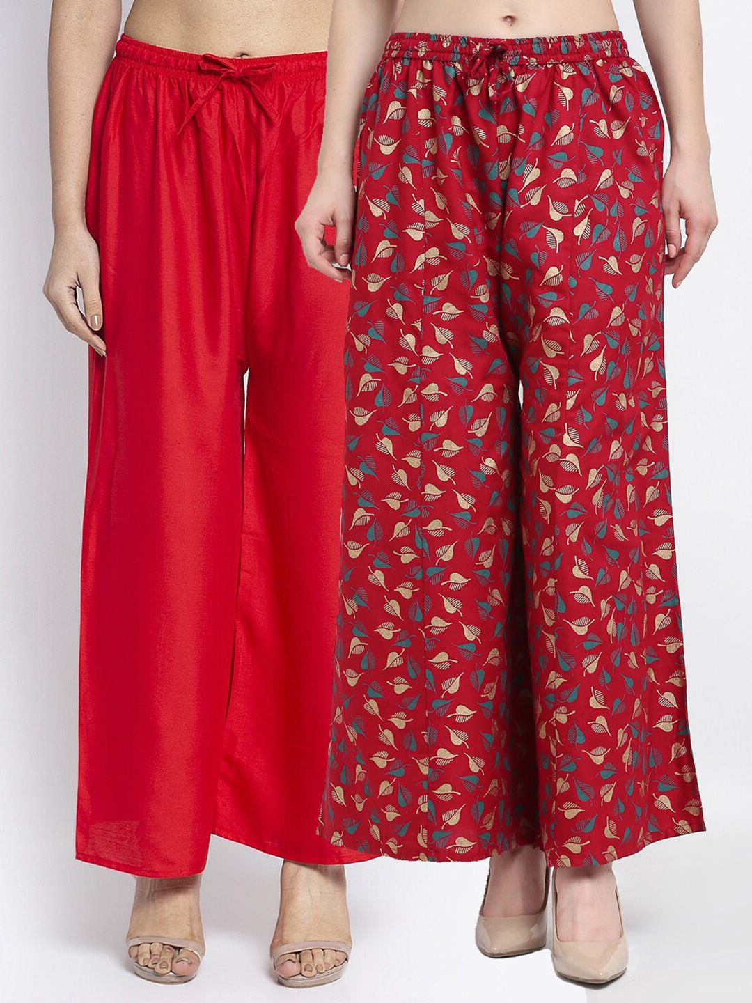 GRACIT Women Red & Maroon Pack of 2 Palazzos Price in India