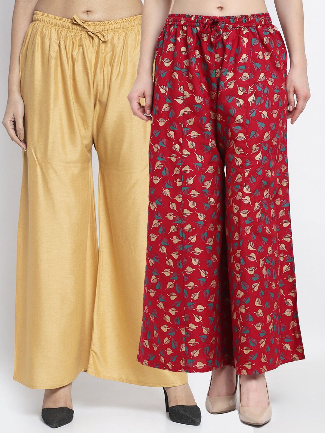 GRACIT Women Pack of 2 Printed Knitted Palazzos Price in India