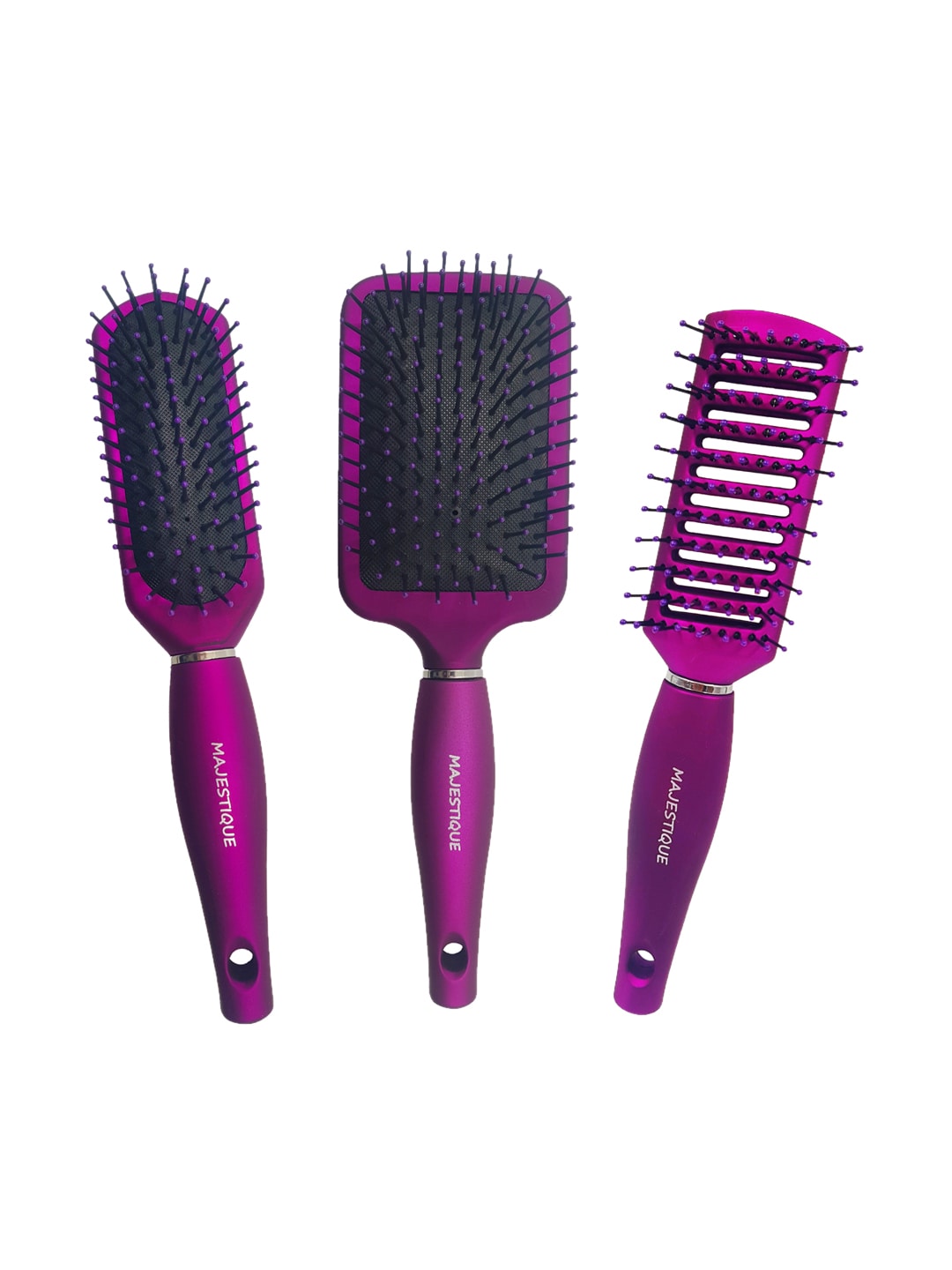 MAJESTIQUE Unisex Pack of 3 Hair Brushes For Detangling & Massaging Price in India