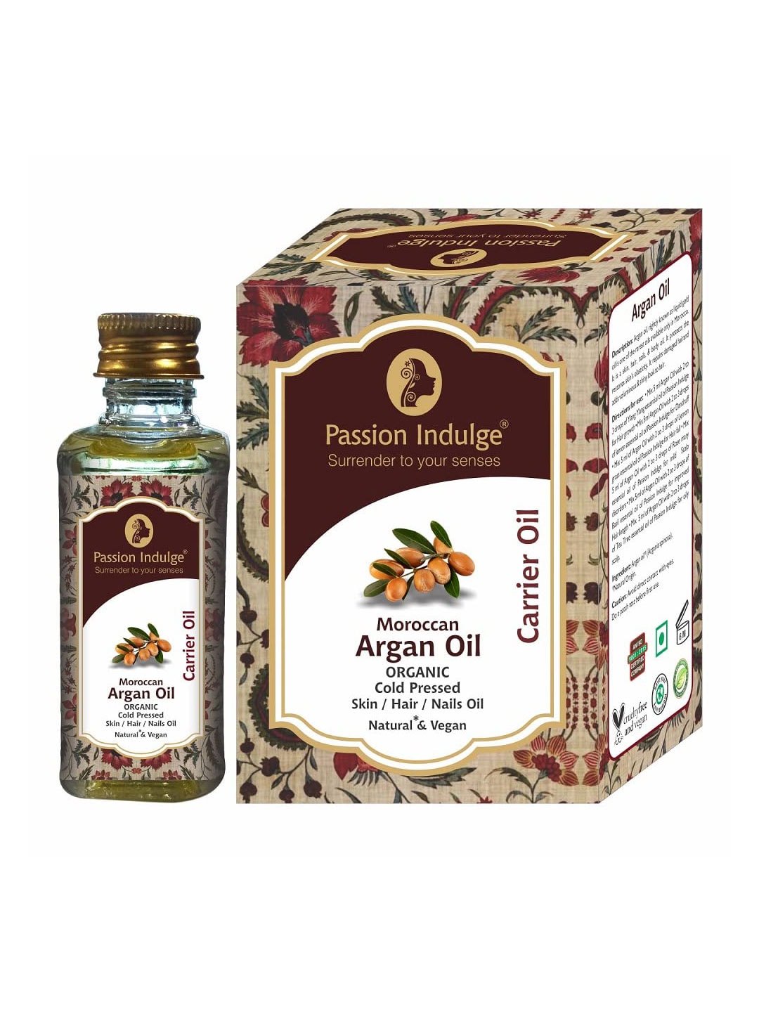 Passion Indulge Pure Moroccan Argan Oil Hair and Skin Care Cold Pressed Carrier Oil 60 ml Price in India