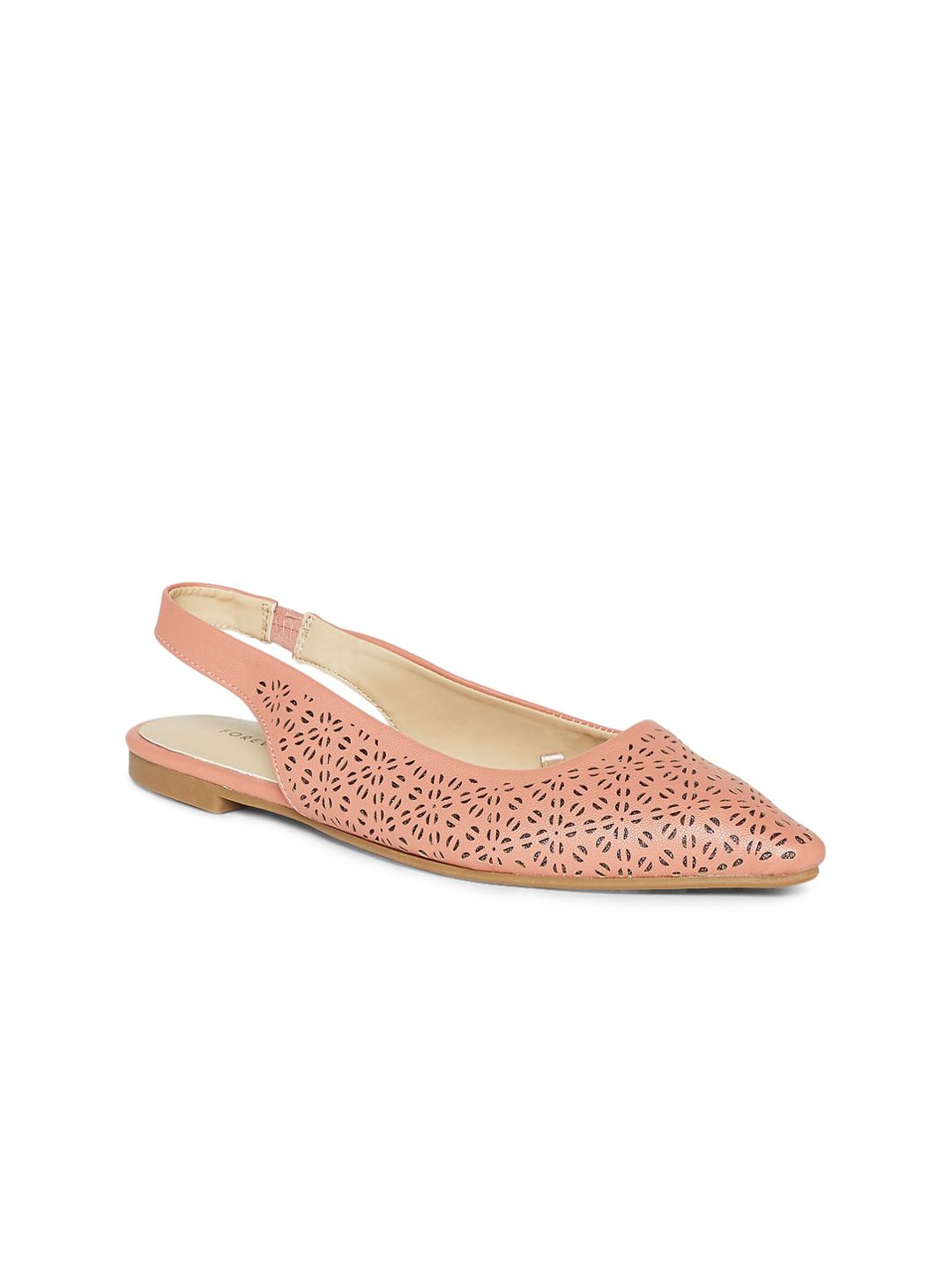 Forever Glam by Pantaloons Women Coral Ballerinas with Laser Cuts Flats Price in India