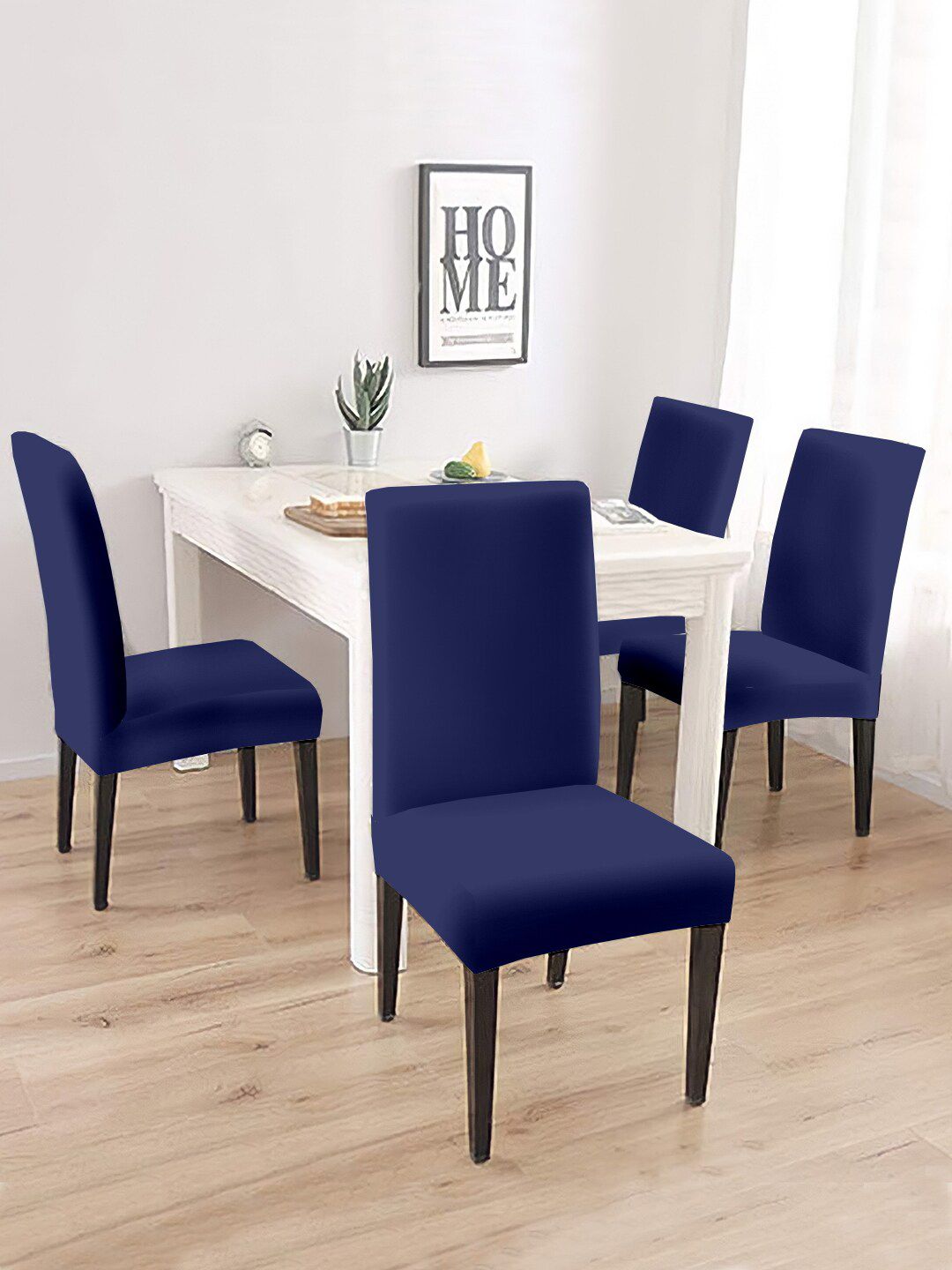 Cortina Set Of 4 Blue Solid Chair Covers Price in India