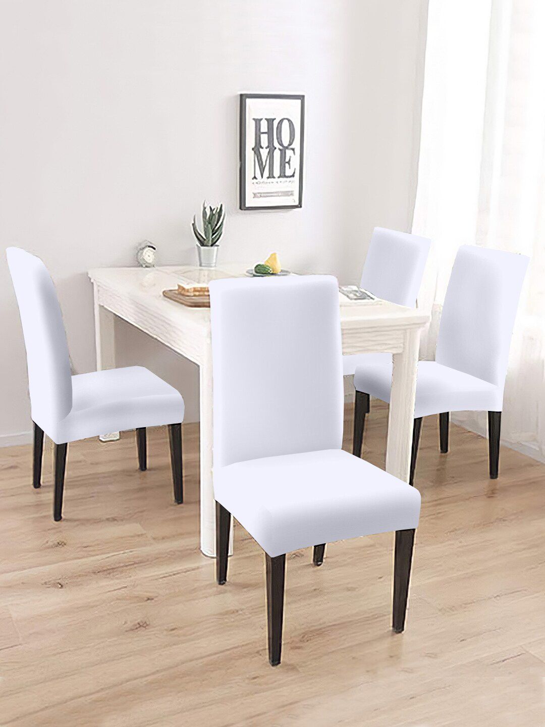 Cortina Set Of 4 White Solid Chair Covers Price in India