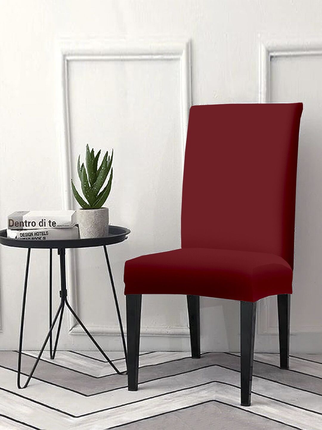 Cortina Maroon Solid Chair Cover Price in India