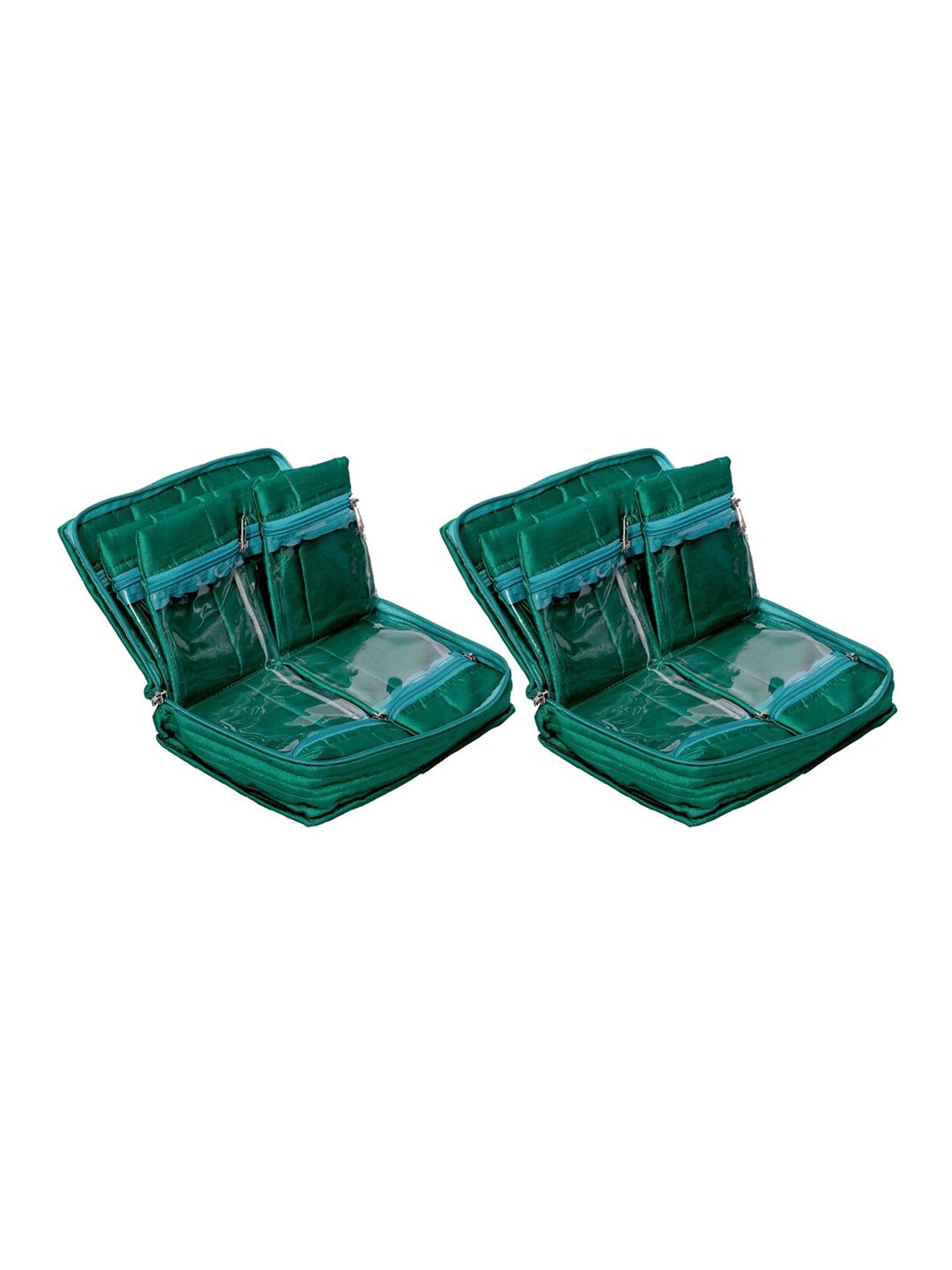 Kuber Industries Set of 2 Green & Gold Printed Jewellery Organisers Price in India