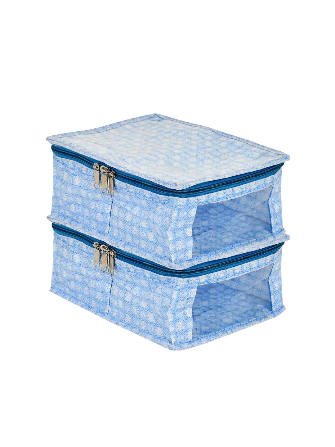 Kuber Industries Set Of 2 Blue & White Checked Undergarments Organizer Bag Price in India