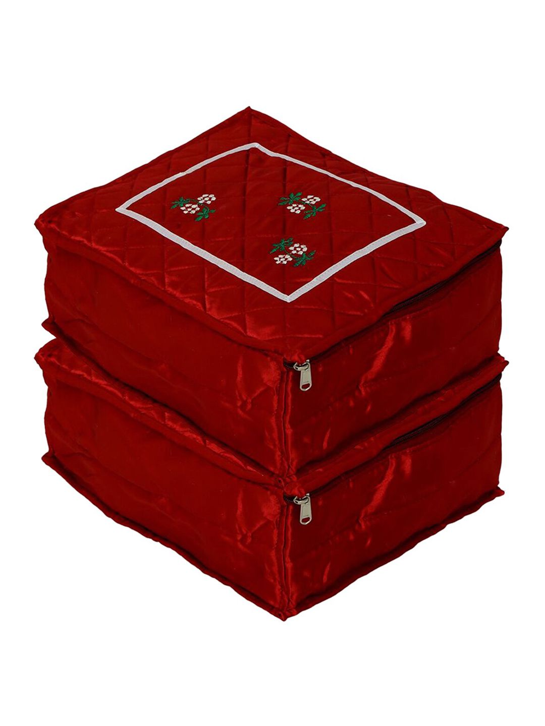 Kuber Industries Set Of 2 Red Printed Jewellery Organiser Price in India