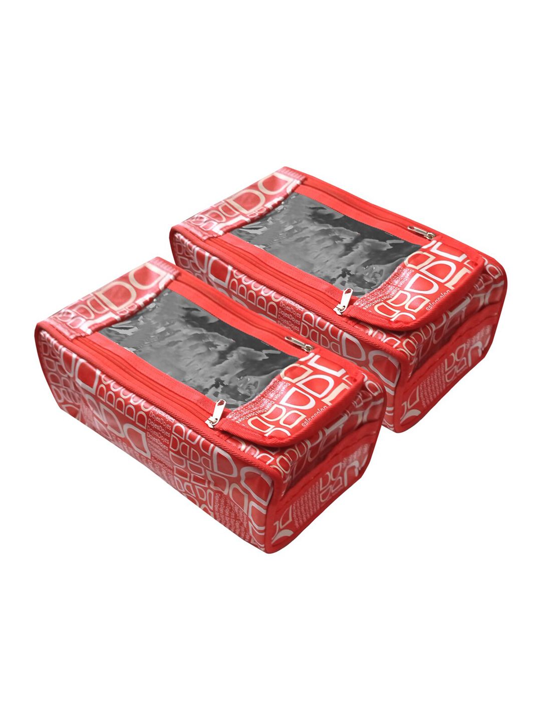 Kuber Industries Set Of 2 Red & White Printed Wardrobe Organisers Price in India