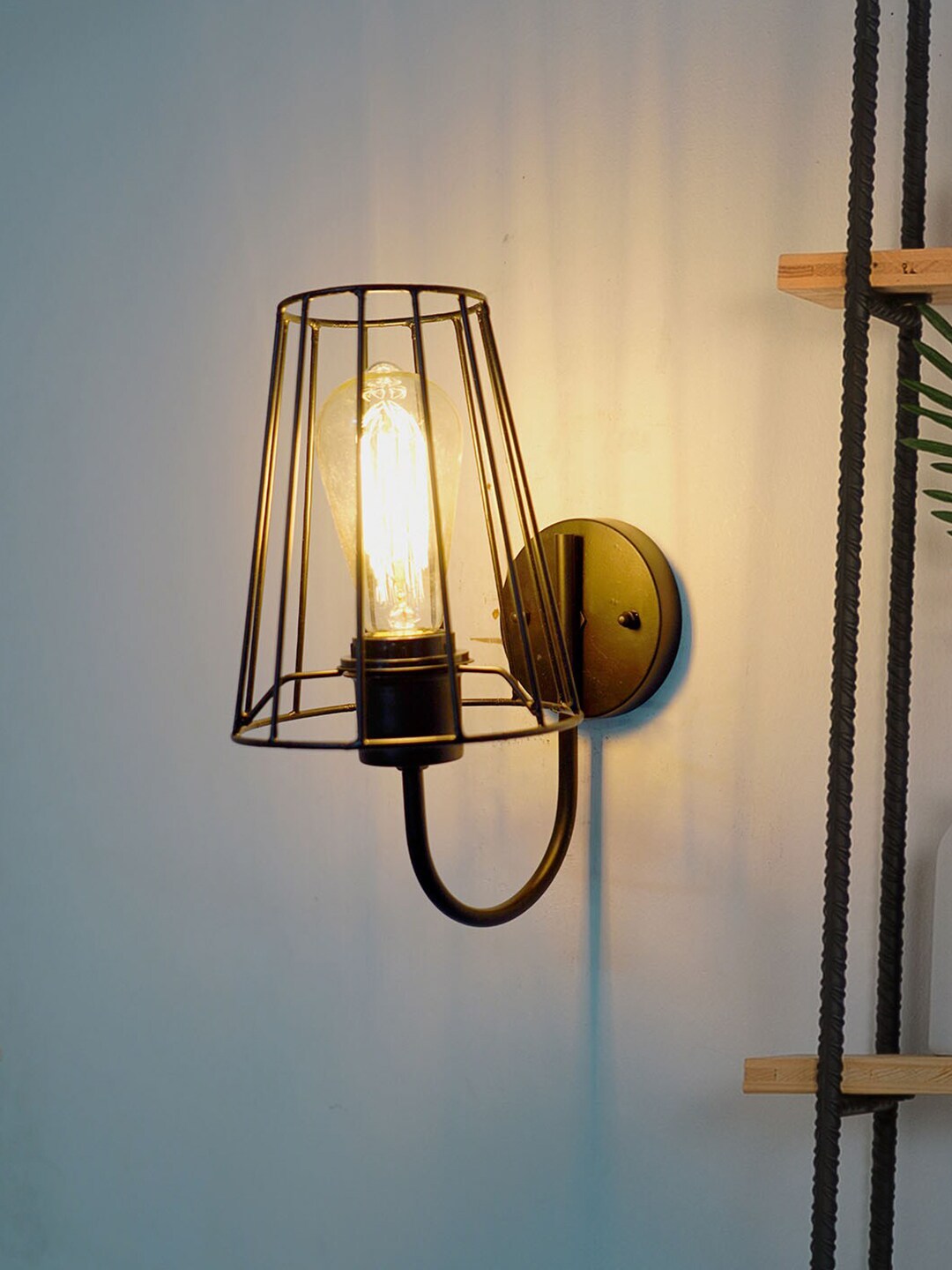 Fos Lighting Black & Gold-Toned Contemporary  Wall Lamp Price in India