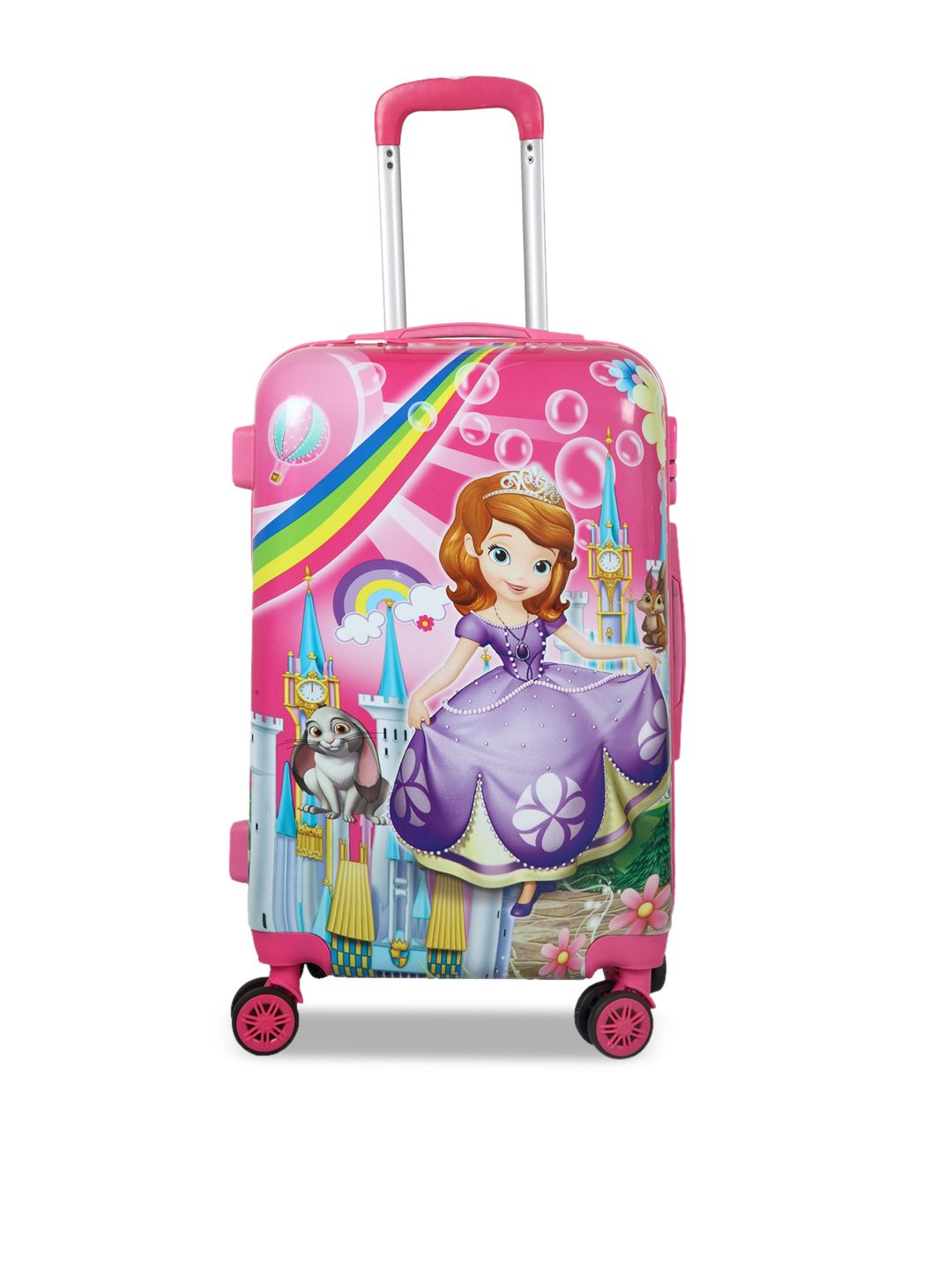 Disney Kids Pink & Purple Printed Hard-Sided Cabin Trolley Bag Price in India