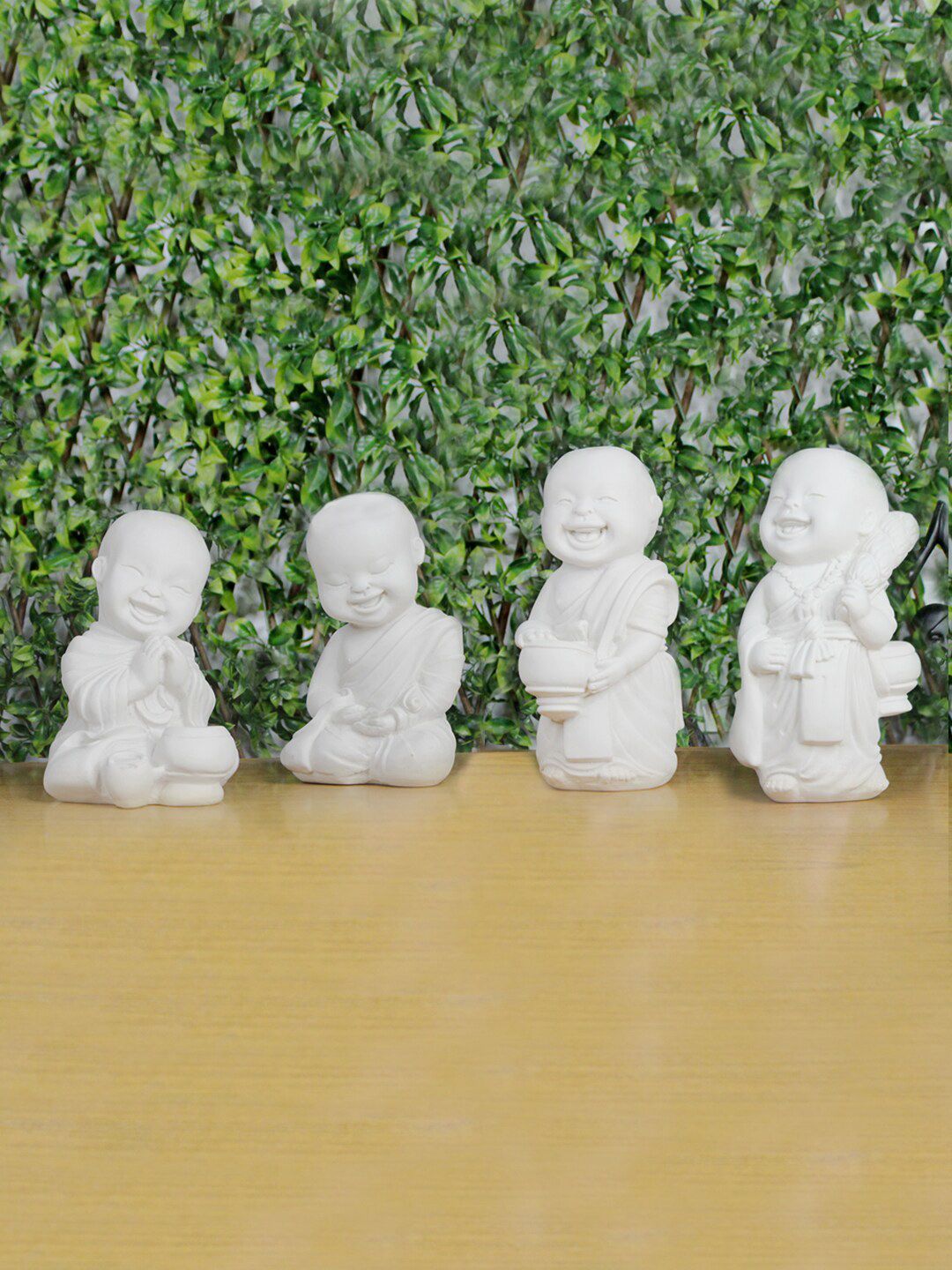 Wonderland Set Of 4 White Baby Monk Garden Accessory Price in India