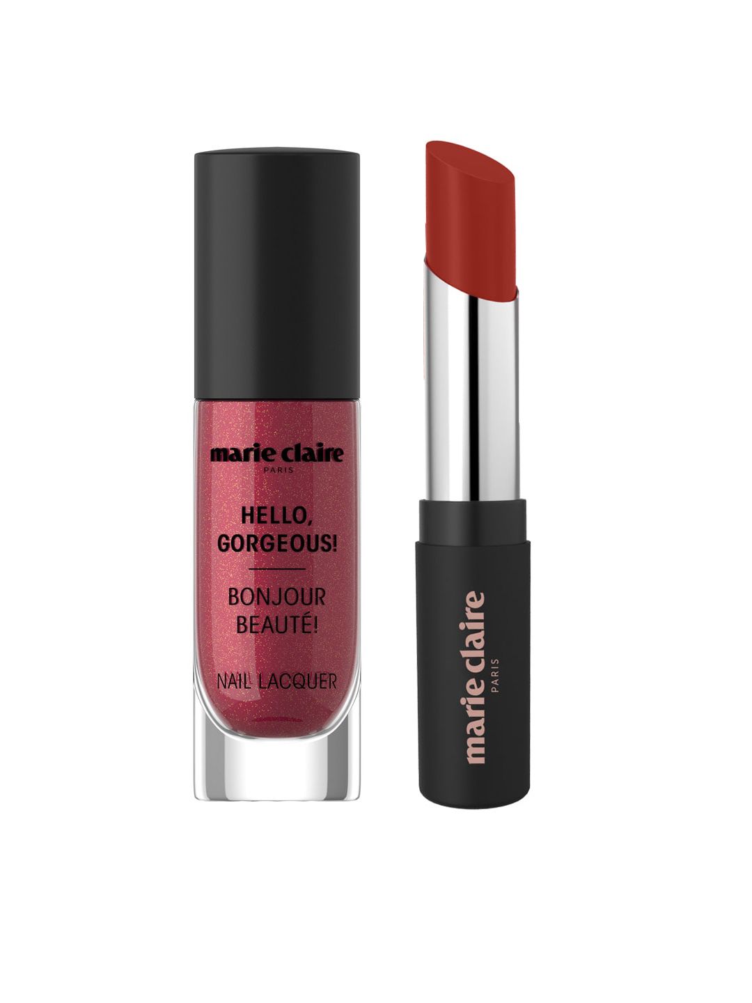 Marie Claire Mtallique Copper Nail Lacquer & Fabuleuse Rust Lipstick Price in India