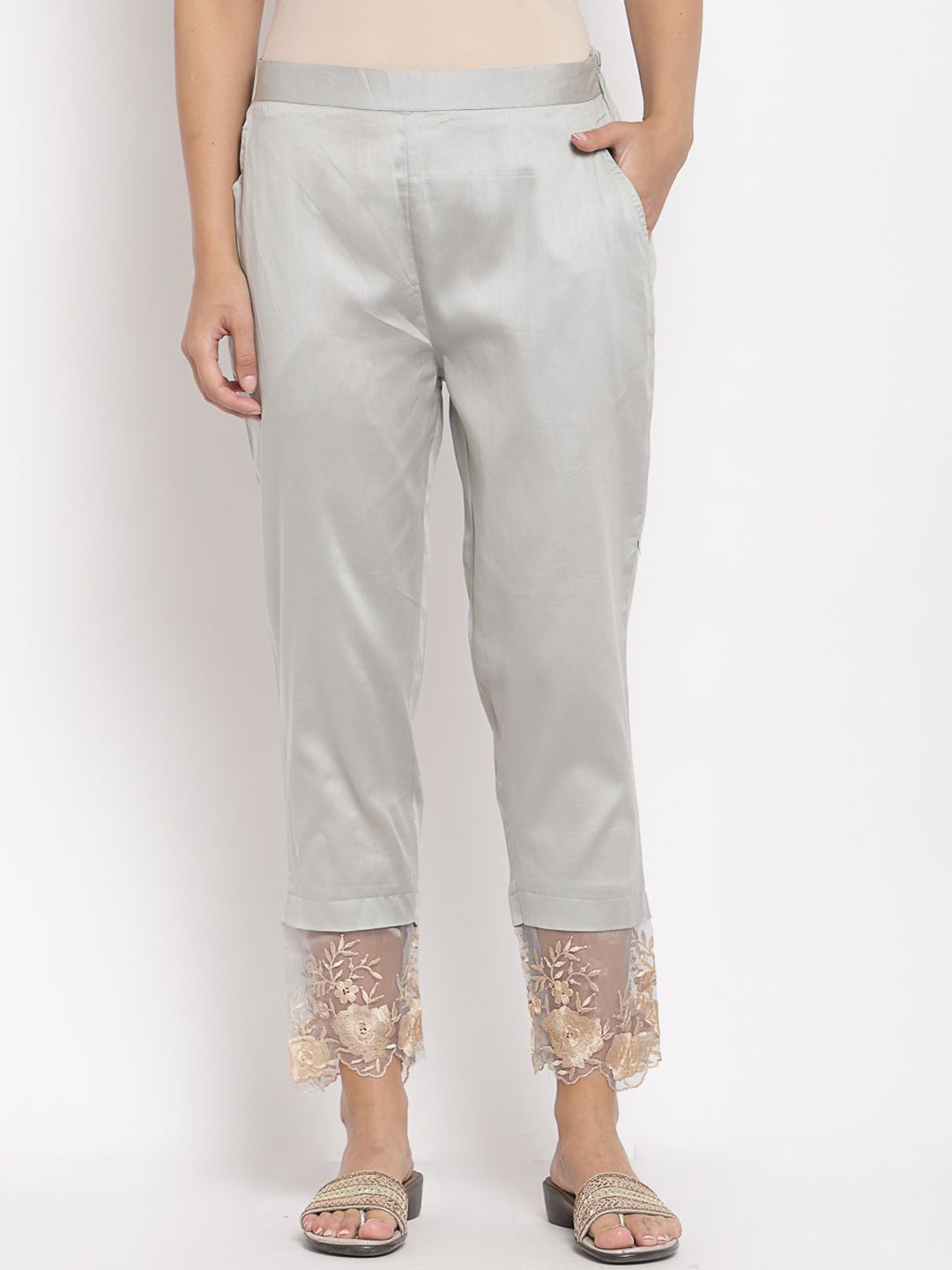 Myshka Women Grey Trousers Price in India