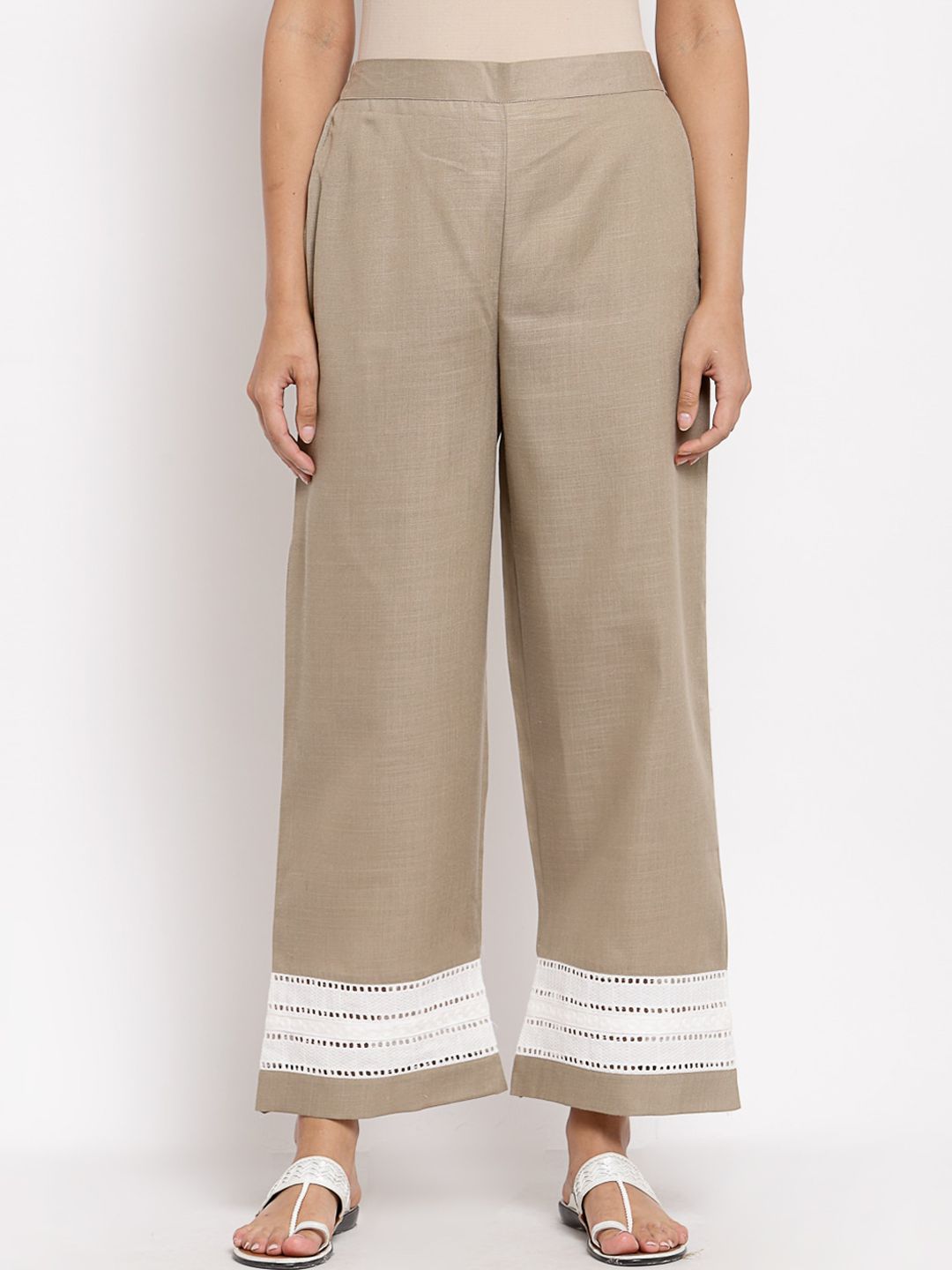 Myshka Women Taupe Trousers Price in India