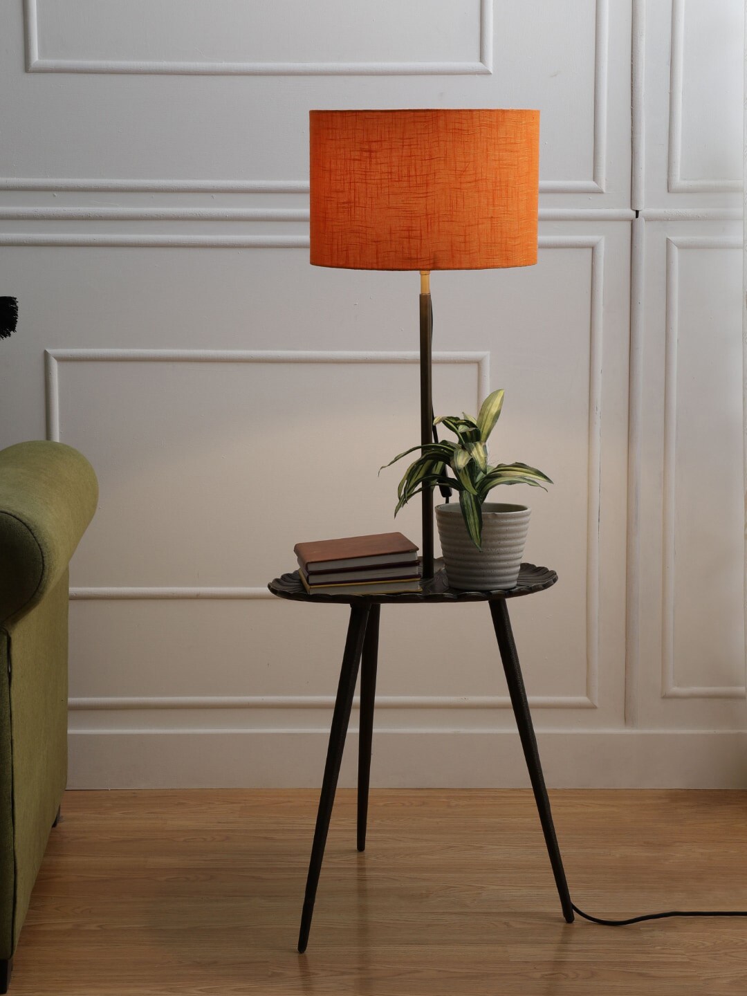 SANDED EDGE Brown & Orange Leaf Design Floor Lamp Price in India