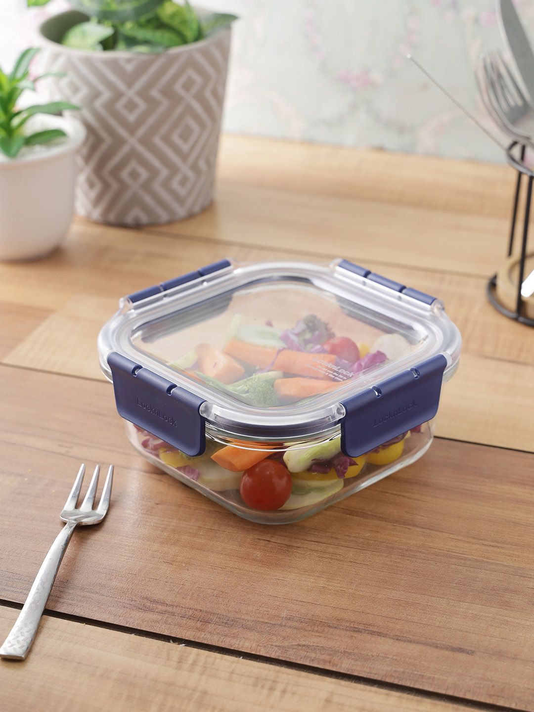 Lock & Lock Transparent Square Leak Proof Heat Resistant Glass Storage Container 750ml Price in India