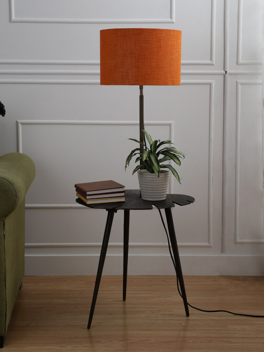 SANDED EDGE Black & Orange Leaf Design Floor Lamp Price in India